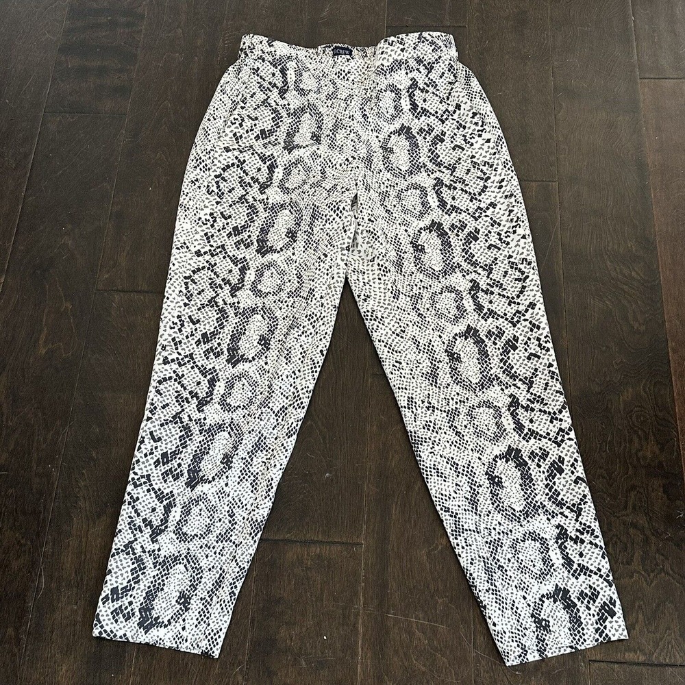 J. Crew Jamie Pants Snakeskin Print With Pockets Tapered Leg Elastic Waist Sz 4
